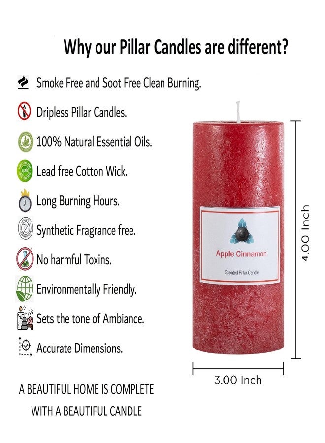 Stone & Feather, Apple Cinnamon Scented Rustic Pillar Candle, Burning time-70-75 Hours, Size-3x4 for Home Decoration, Meditation, Christmas Party.(Paraffin Wax) - Image 3